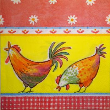 019 Rooster,  Hen - 3 ply - (red)